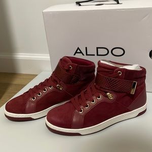 Aldo Almonza Maroon Snake Skin Accent Corduroy Hightops